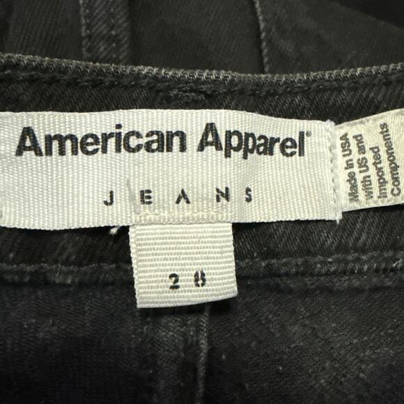 American Apparel Women's Black High Waisted Straight Leg Denim Jeans Size 28 - Picture 4 of 4
